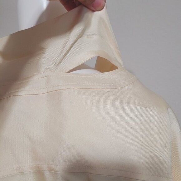 Tory Burch size 16 Blouse silk button front tie v-neck longsleeved keyhole - Picture 6 of 10